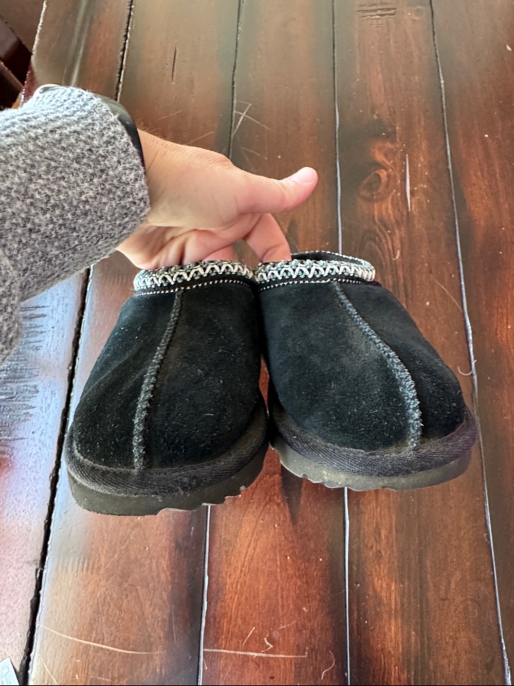 UGG Black Suede Slip-On Shearling Clog with Embroidered Collar - Picture 3 of 6